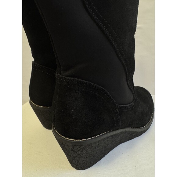 Khombu Boots Womens 7 M Pisa Knee High Tall Wedge Black Leather Waterproof - Picture 5 of 16